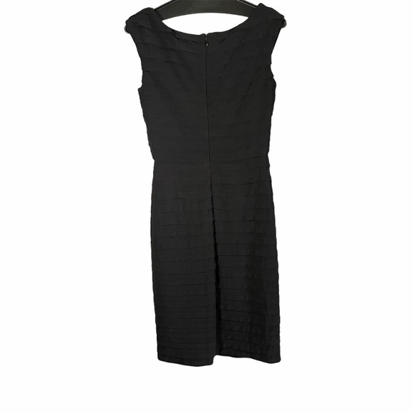 Xscape Black Pleated V Neck Mini Cocktail Dress - Picture 2 of 5